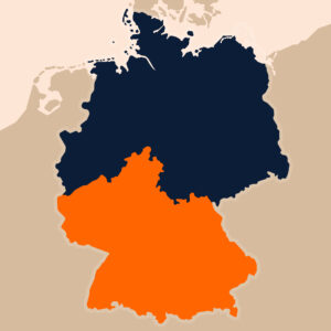 Karte Bundesländer Vergleich - Baden-Württemberg, Bayern, Hessen, Rheinland-Pfalz, Saarland